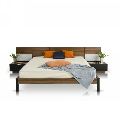 Rondo Mid-Century Platform Bed with Nightstands Storage And Lights Walnut Bed 11720|11722|74529 VGWCRONDO