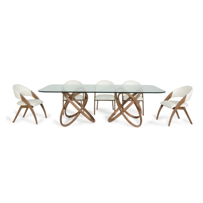 Modrest Mason & Lucas Modern Walnut Dining Set Walnut Dining Set 73143 VGCSMASON-SET
