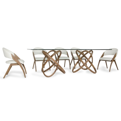 Modrest Mason & Lucas Modern Walnut Dining Set Walnut Dining Set 73143 VGCSMASON-SET