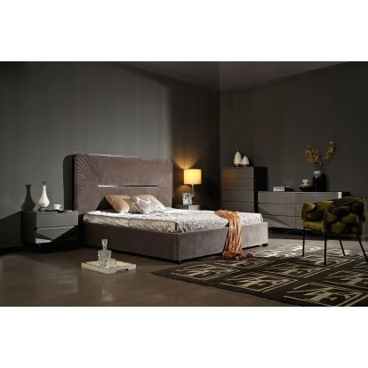 LA Furniture Duke Modern Grey Velvet & Black Gun Chrome EK Bedroom Set VGVCBD1903-GRY-SET-EK Contemporary Style by Vig Furnitrue Number 80266 Catch Home Goods