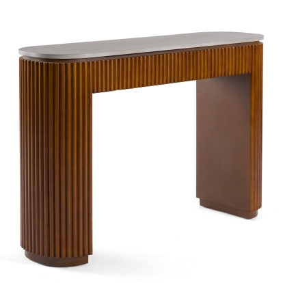 Modrest Duncan Modern Faux Concrete + Walnut Console Table Walnut Console Table 81552 VGMC-GF-1A024