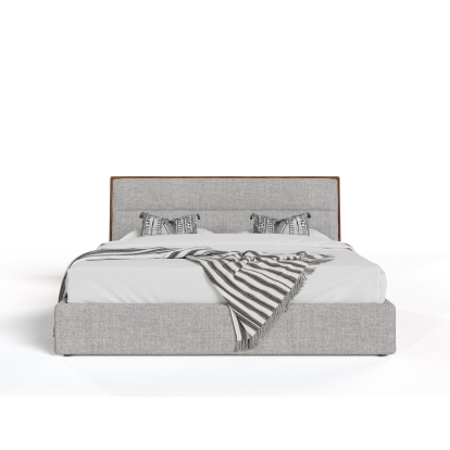 Modrest Dustin Modern Grey Fabric & Walnut Trimmed Bed Walnut Bed 77543|77542 VGMABR-99-BED