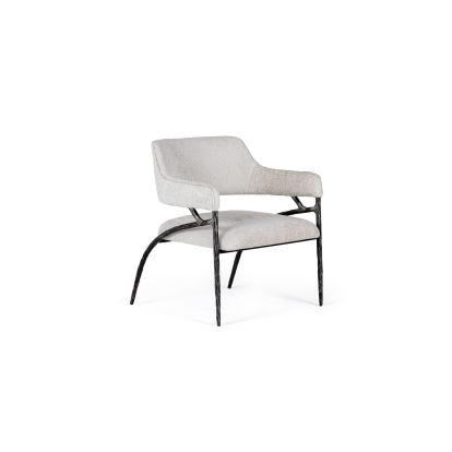 Modrest Ector Modern Off-White Fabric + Forged Metal Accent Chair Off-White Accent Chair 81816 VGMY-2915-OFF