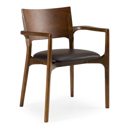 LA Furniture Edelman Mid-Century Modern Brown Leatherette + Walnut Dining Chair VGMA-MI-1286-WAL Contemporary Style by Vig Furnitrue Number 85580 Catch Home Goods