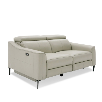 Divani Casa Eden Modern Grey Leather Loveseat with 2 Recliners Light Grey Loveseat 79255 VGKVKM.5012-GRY-LOVE