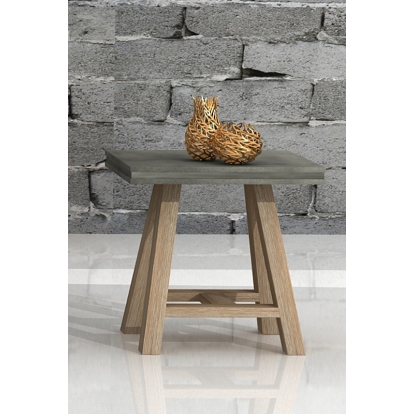 Modrest Civic Modern Concrete & Acacia End Table Grey End Table 72497 VGNXEFFECT08-END