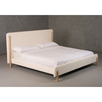 Modrest Electra Modern Ivory Fabric + Rubberwood Bed Off-White Bed 81906|81907 VGHM-F4091-1-BED