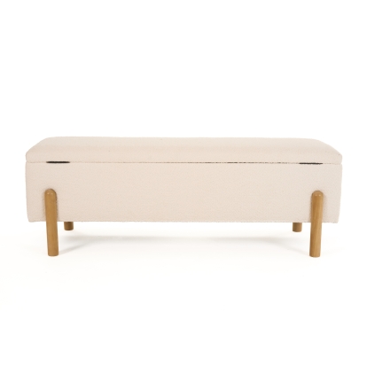 Modrest Electra Modern Ivory Fabric + Rubberwood Bench With Storage Off-White Bench 81908 VGHM-F3030-IVY