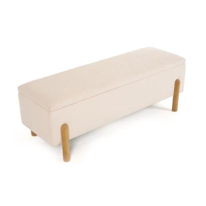 Modrest Electra Modern Ivory Fabric + Rubberwood Bench With Storage Off-White Bench 81908 VGHM-F3030-IVY