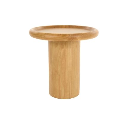 Modrest Electra Modern Round Rubberwood End Table Brown End Table 81909 VGHM-TB033S05