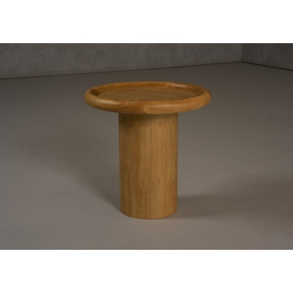 Modrest Electra Modern Round Rubberwood End Table Brown End Table 81909 VGHM-TB033S05