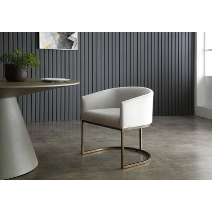 Modrest Elisa Modern Beige Velvet & Brass Dining Chair Beige Dining Chair 78646 VGVCB8369-BG-DC