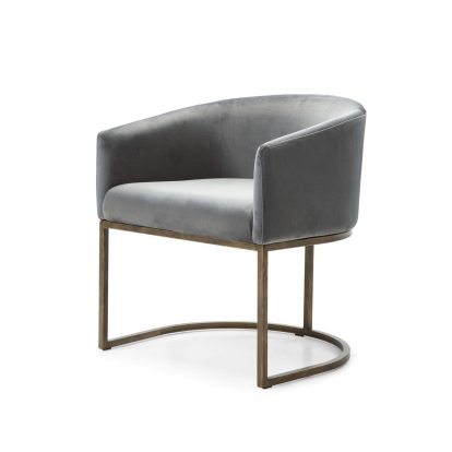 Modrest Elisa Modern Grey Velvet & Brass Dining Chair Grey Dining Chair 78647 VGVCB8369-GRY-DC