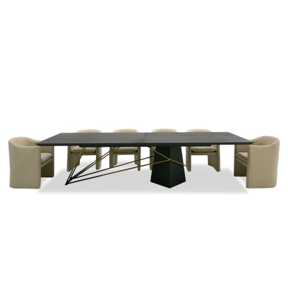 Modrest Elkhorn Glam Black Ash + Stainless Steel 126" Dining Table Black Dining Table 81019 VGGMDT-1599
