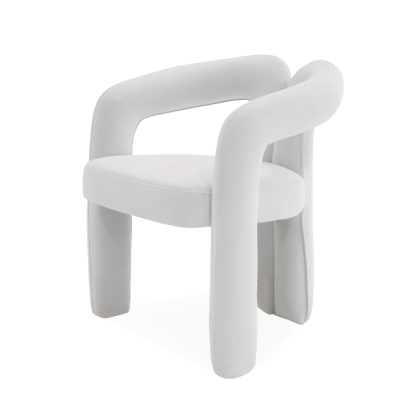 Modrest Ellen Glam White Velvet Dining Chair White Dining Chair 79528 VGODZW-21077-WHT-DC