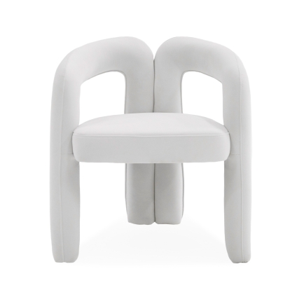 Modrest Ellen Glam White Velvet Dining Chair White Dining Chair 79528 VGODZW-21077-WHT-DC
