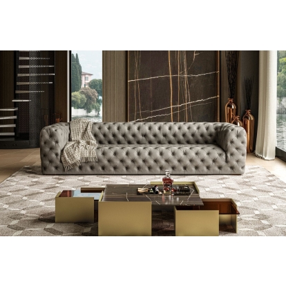 Lamod Italia Ellington Italian Grey Leather 4-Seater Sofa Grey Sofa 77983|83138 VGCCRIALTO-GRY-S
