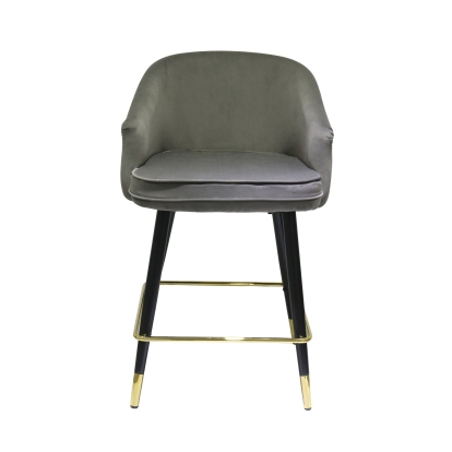 Modrest Elliot Contemporary Grey & Black/Gold Dining Bar Stool (Set of 2) Grey Bar Stool 77787Z VGSWSBC432-DKGRY-BS