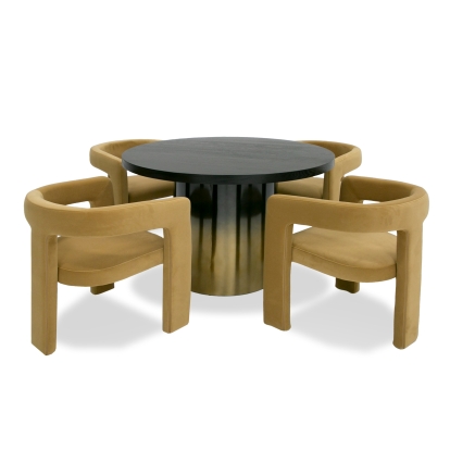 Modrest Elmira Glam Black Ash + Gradient Stainless Steel Round Dining Table Black Dining Table 81020 VGGMDT-1658A
