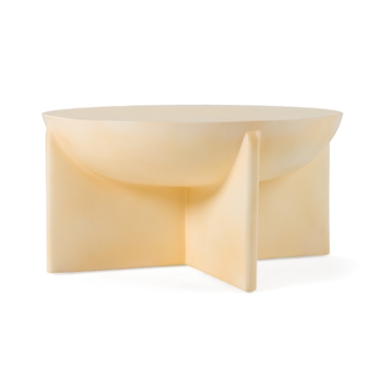 Modrest Elsa Modern Beige Concrete Round Coffee Table Beige Coffee Table 81847 VGGR-615480-BGE