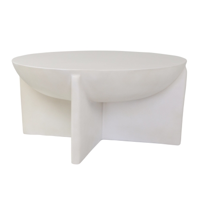 Modrest Elsa Modern Oyster Concrete Round Coffee Table White Coffee Table 83490 VGGR-615480-OYS