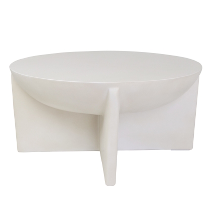 Modrest Elsa Modern Oyster Concrete Round Coffee Table White Coffee Table 83490 VGGR-615480-OYS