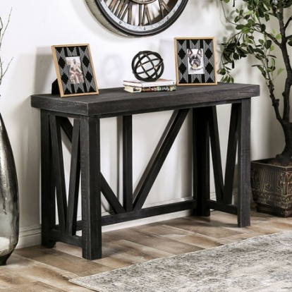 Furniture Of America Halton Hills Rustic Fsc Certified Solid Wood Brazilian Pine Charcoal Sofa Table | EM4001DG-S
