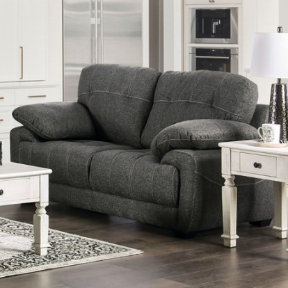 Furniture Of America Canby Transitional Linen-Like, Solid Wood Dark Gray Loveseat | EM6722DG-LV