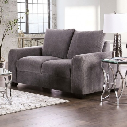 Furniture Of America Dagmar Contemporary Chenille, Solid Wood Gray Loveseat | EM6723GY-LV