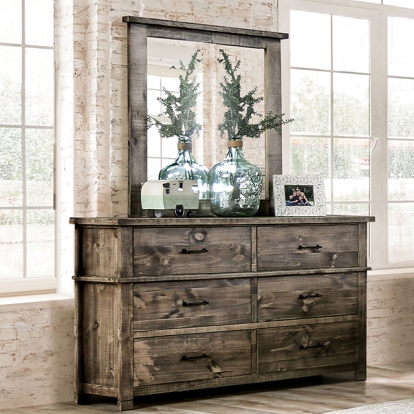 Furniture Of America Woodburn Rustic Ash Brown Dresser Model EM7071BR-D