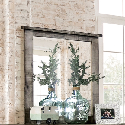 Furniture Of America Woodburn Rustic Ash Brown Mirror Model EM7071BR-M