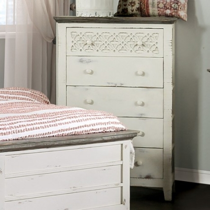 Furniture Of America Myrtlemoore Rustic Fsc Certified Solid Wood Brazilian Pine Vintage Ivory/Rustic Gray Chest | EM7079IV-C