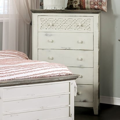 Furniture Of America Myrtlemoore Rustic Vintage Ivory/Rustic Gray Chest Model EM7079IV-C
