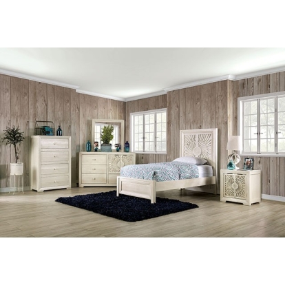 Furniture Of America Geneva Contemporary Ivory Bed Model EM7080IV-Twin Bed
