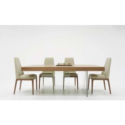 Modrest Encino Modern Walnut & Glass Dining Table Walnut Dining Table 75231 VGCNCP1712D-200100-V36F-P2