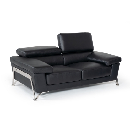 Divani Casa Encore Modern Black Leather Loveseat Black Loveseat 13022 VG2T0724-LOVE-BLK
