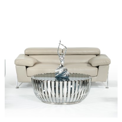 Divani Casa Encore Modern Grey Leather Loveseat Grey Loveseat 16528 VG2T0724-LOVE-GRY