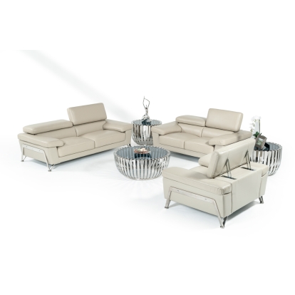 Divani Casa Encore Modern Grey Leather Loveseat Grey Loveseat 16528 VG2T0724-LOVE-GRY