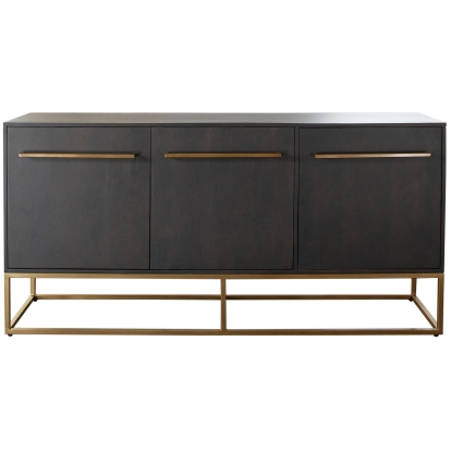 Diamond Sofa ENCORESBGO Encore 3 Door Sideboard Grey Oak Finish Wood Distressed Gold