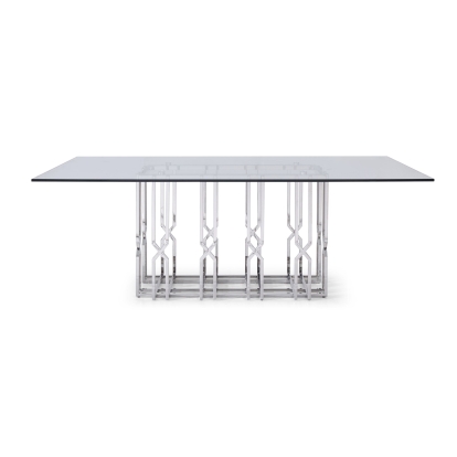 Modrest Ericson Modern Glass & Stainless Steel Dining Table Grey Dining Table 76869 VGVCT1980-22-GRY-DT