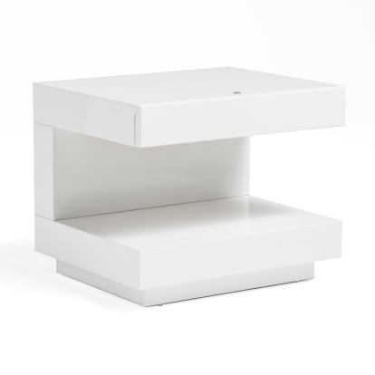 Modrest Esso Modern White Glossy Nightstand White Nightstand 14887 VGWCC521B