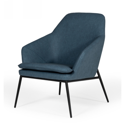 Modrest Esteban Industrial Blue Eco-Leather Accent Chair Blue Lounge Chair 76345 VGBNEC-068-BLU
