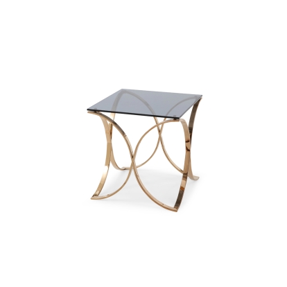 Modrest Reklaw Modern Smoked Glass & Rosegold End Table Other End Table 74642 VGVCET836