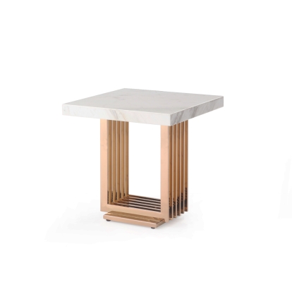 Modrest Kingsley Modern Marble & Rosegold End Table White End Table 74644 VGVCET8933