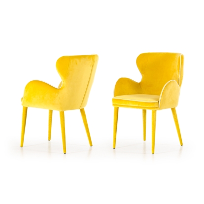 Modrest Tigard Mid-Century Yellow Fabric Dining Chair Yellow Dining Chair 71292 VGEUMC-8883CH-A-YEL