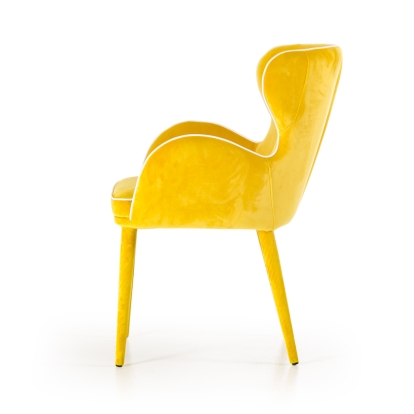 Modrest Tigard Mid-Century Yellow Fabric Dining Chair Yellow Dining Chair 71292 VGEUMC-8883CH-A-YEL