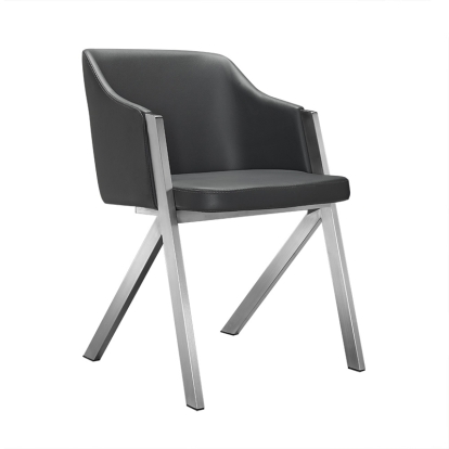Darcy Modern Grey Leatherette Dining Chair (Set of 2) Grey Dining Chair 73218Z VGEWF3202BB-GRY