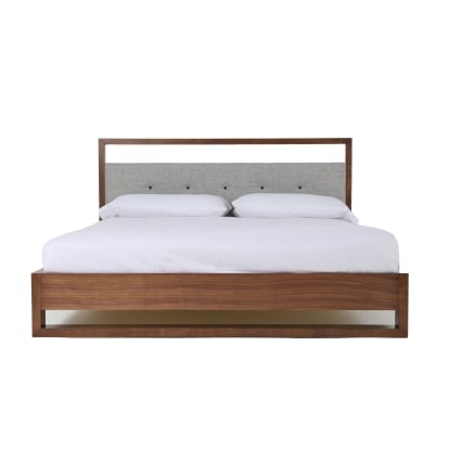 LA Furniture Eastern King Falcor Modern Grey Fabric & Walnut Veneer Bed VGMABR-107-BED-EK Contemporary Style by Vig Furnitrue Number 77539 Catch Home Goods