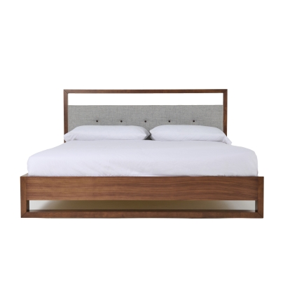 Nova Domus Falcor Modern Grey Fabric & Walnut Veneer Bed Walnut Bed 77541|77539|77540 VGMABR-107-BED