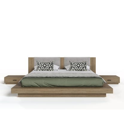 Nova Domus Fantasia Contemporary Walnut & Grey Bed with Two Nightstands Walnut Bed 78217|78218 VGWDHL-W01-01-BED-2NS-LTWLT